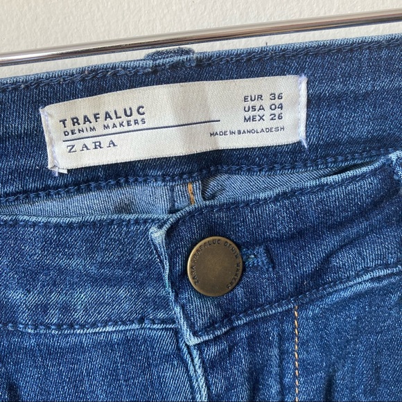 Zara Distressed Deconstructed Ripped Skinny Stretch Medium Blue Jeans Women 4 - Picture 5 of 5